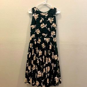 Green and white flowers dress.